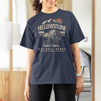Vintage Yellowstone National Park T Shirt For Women Retro Bison Nature Wildlife Forest - Wonder Print Shop