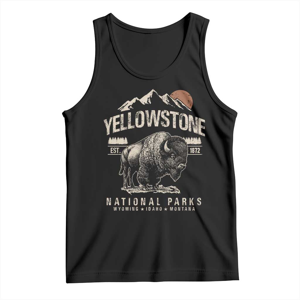 Vintage Yellowstone National Park Tank Top Retro Bison Nature Wildlife Forest - Wonder Print Shop