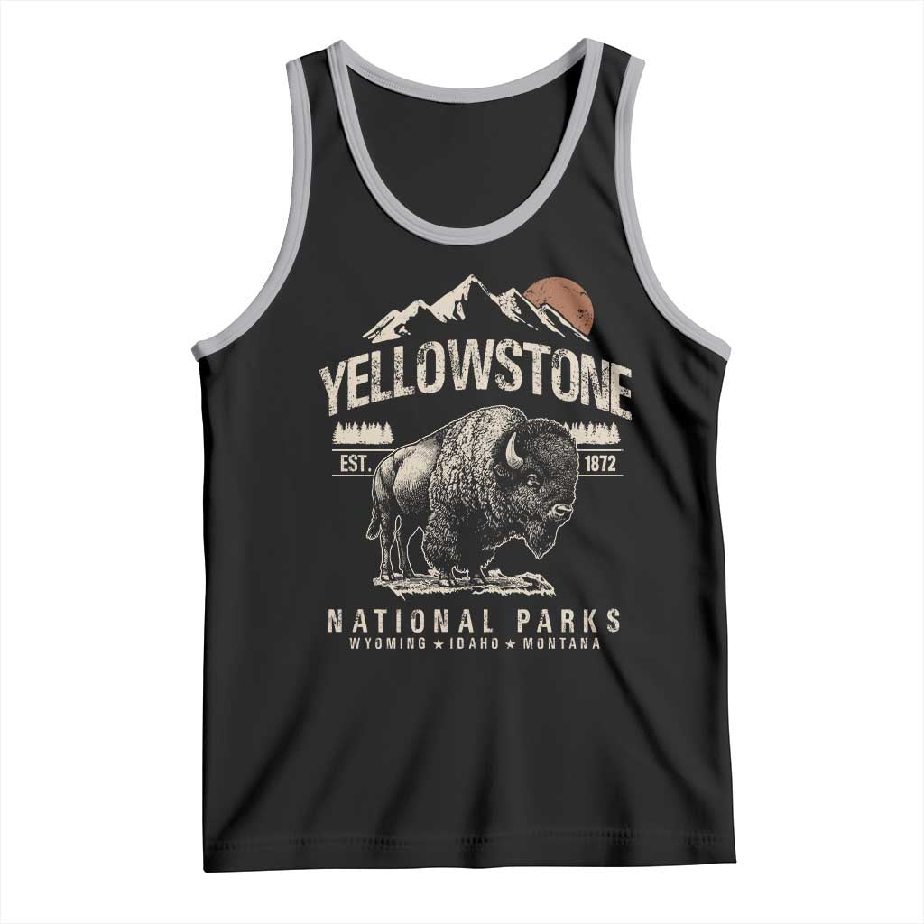 Vintage Yellowstone National Park Tank Top Retro Bison Nature Wildlife Forest - Wonder Print Shop