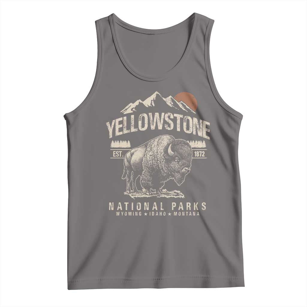 Vintage Yellowstone National Park Tank Top Retro Bison Nature Wildlife Forest - Wonder Print Shop