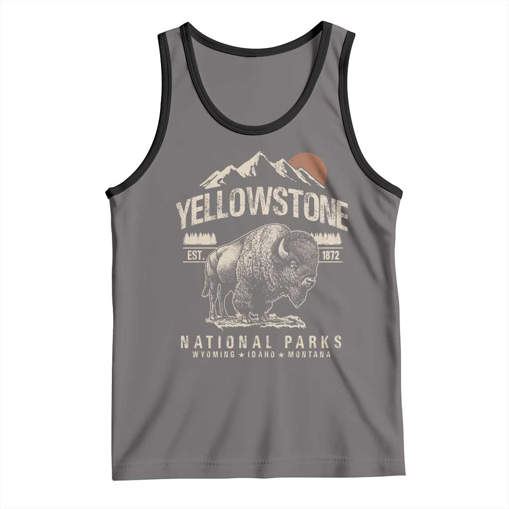Vintage Yellowstone National Park Tank Top Retro Bison Nature Wildlife Forest - Wonder Print Shop
