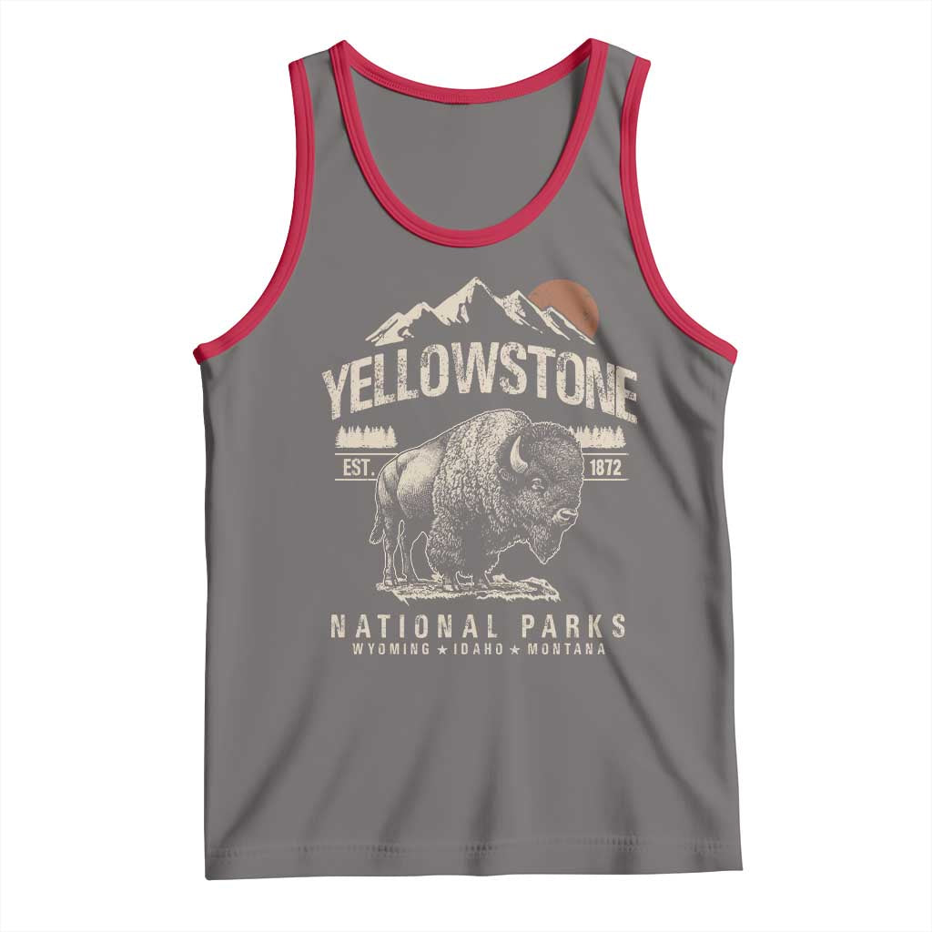 Vintage Yellowstone National Park Tank Top Retro Bison Nature Wildlife Forest - Wonder Print Shop