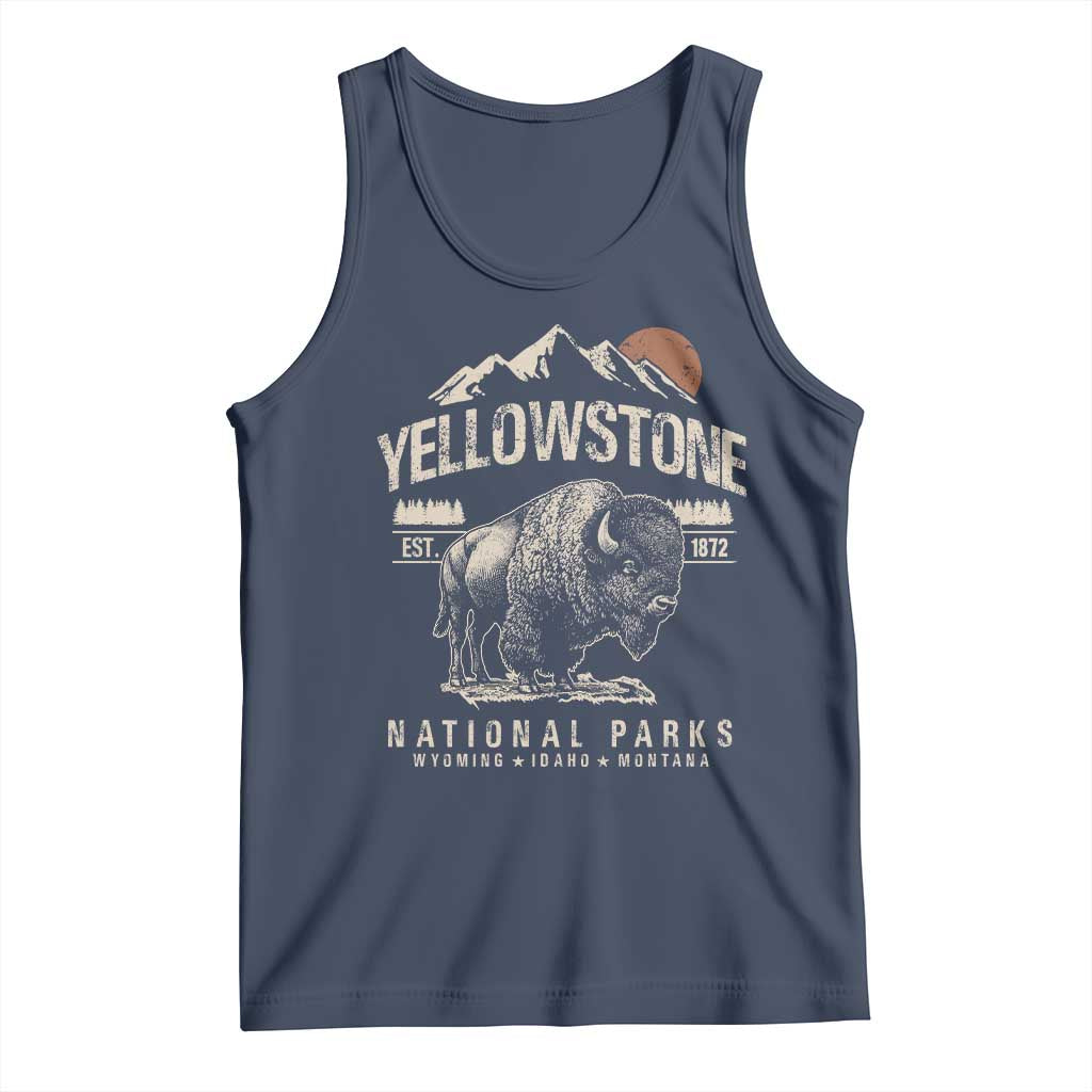 Vintage Yellowstone National Park Tank Top Retro Bison Nature Wildlife Forest - Wonder Print Shop