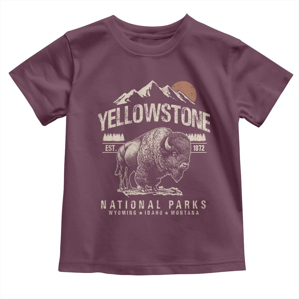 Vintage Yellowstone National Park Toddler T Shirt Retro Bison Nature Wildlife Forest - Wonder Print Shop