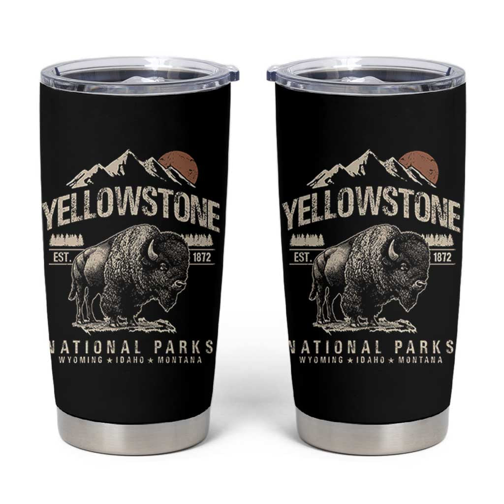 Vintage Yellowstone National Park Tumbler Cup Retro Bison Nature Wildlife Forest - Wonder Print Shop