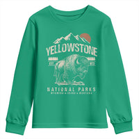 Vintage Yellowstone National Park Youth Sweatshirt Retro Bison Nature Wildlife Forest - Wonder Print Shop