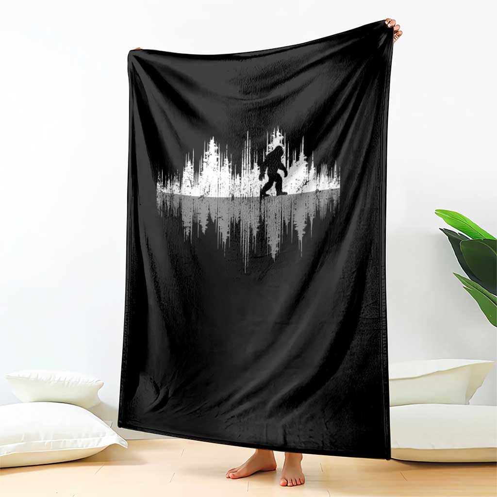 Bigfoot In The Forest Throw Blanket Sasquatch Trees Reflection Wildlife Nature Outdoor Wild Retro - Wonder Print Shop