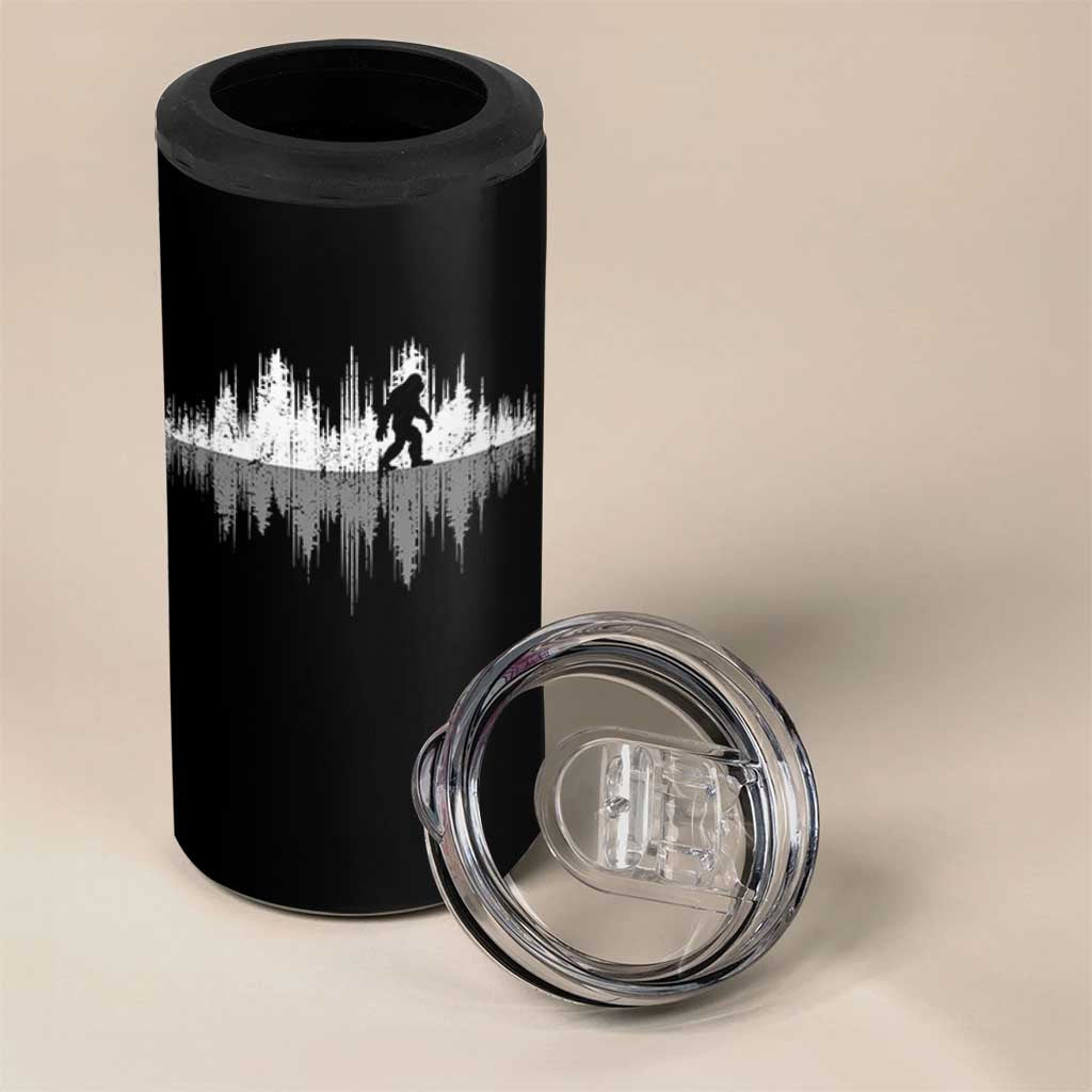 Bigfoot In The Forest 4 in 1 Can Cooler Tumbler Sasquatch Trees Reflection Wildlife Nature Outdoor Wild Retro - Wonder Print Shop