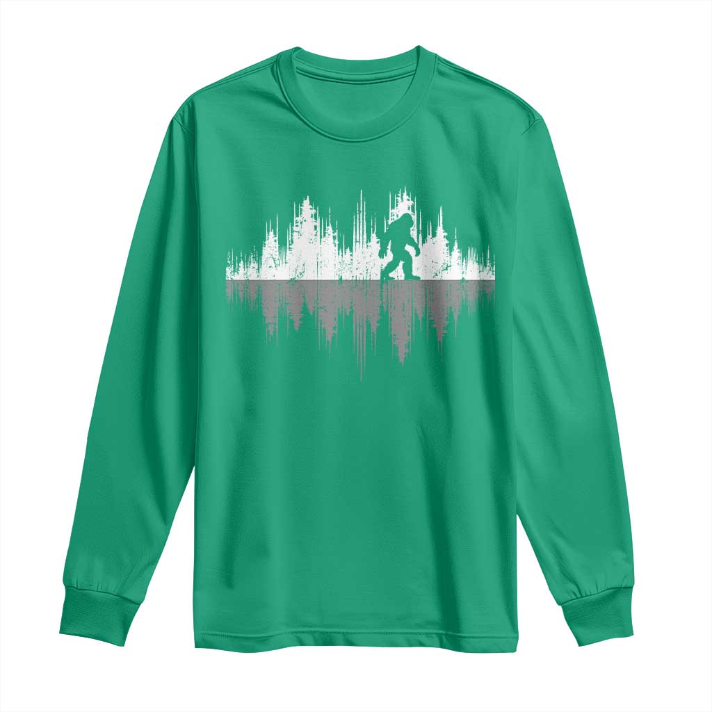 Bigfoot In The Forest Long Sleeve Shirt Sasquatch Trees Reflection Wildlife Nature Outdoor Wild Retro - Wonder Print Shop