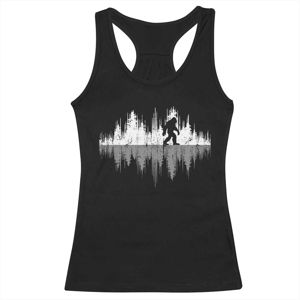 Bigfoot In The Forest Racerback Tank Top Sasquatch Trees Reflection Wildlife Nature Outdoor Wild Retro - Wonder Print Shop
