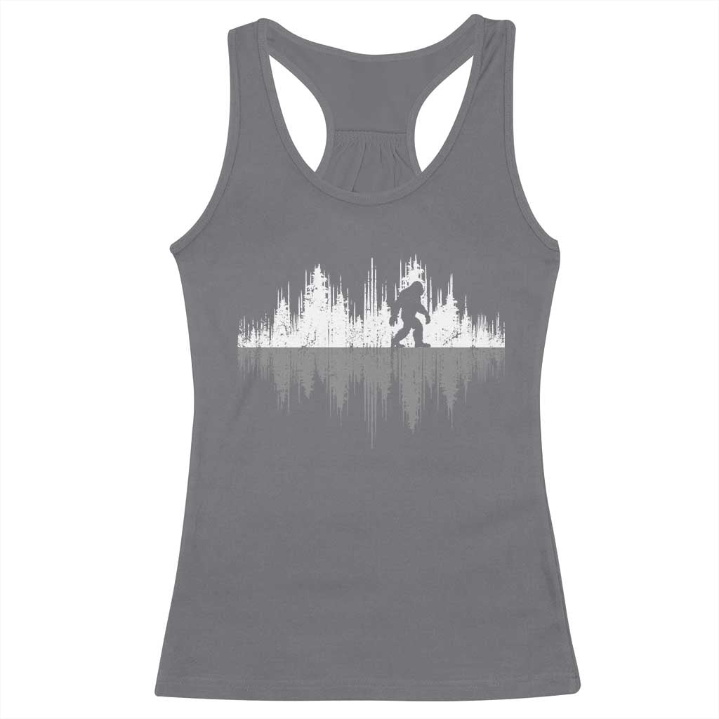 Bigfoot In The Forest Racerback Tank Top Sasquatch Trees Reflection Wildlife Nature Outdoor Wild Retro - Wonder Print Shop