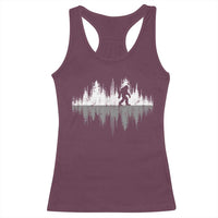 Bigfoot In The Forest Racerback Tank Top Sasquatch Trees Reflection Wildlife Nature Outdoor Wild Retro - Wonder Print Shop