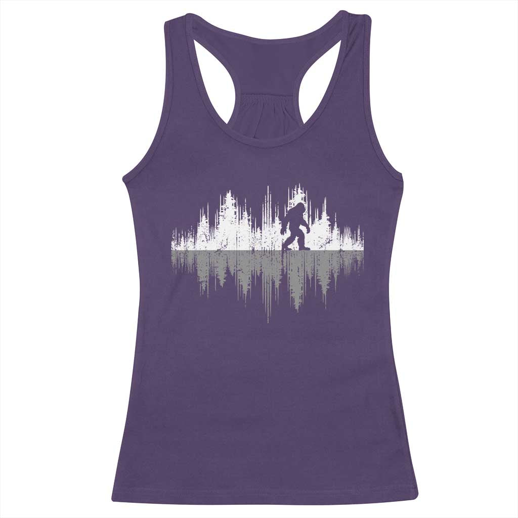 Bigfoot In The Forest Racerback Tank Top Sasquatch Trees Reflection Wildlife Nature Outdoor Wild Retro - Wonder Print Shop