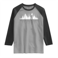 Bigfoot In The Forest Raglan Shirt Sasquatch Trees Reflection Wildlife Nature Outdoor Wild Retro - Wonder Print Shop