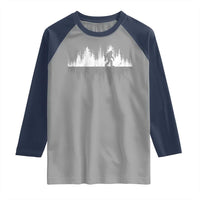 Bigfoot In The Forest Raglan Shirt Sasquatch Trees Reflection Wildlife Nature Outdoor Wild Retro - Wonder Print Shop