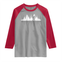 Bigfoot In The Forest Raglan Shirt Sasquatch Trees Reflection Wildlife Nature Outdoor Wild Retro - Wonder Print Shop