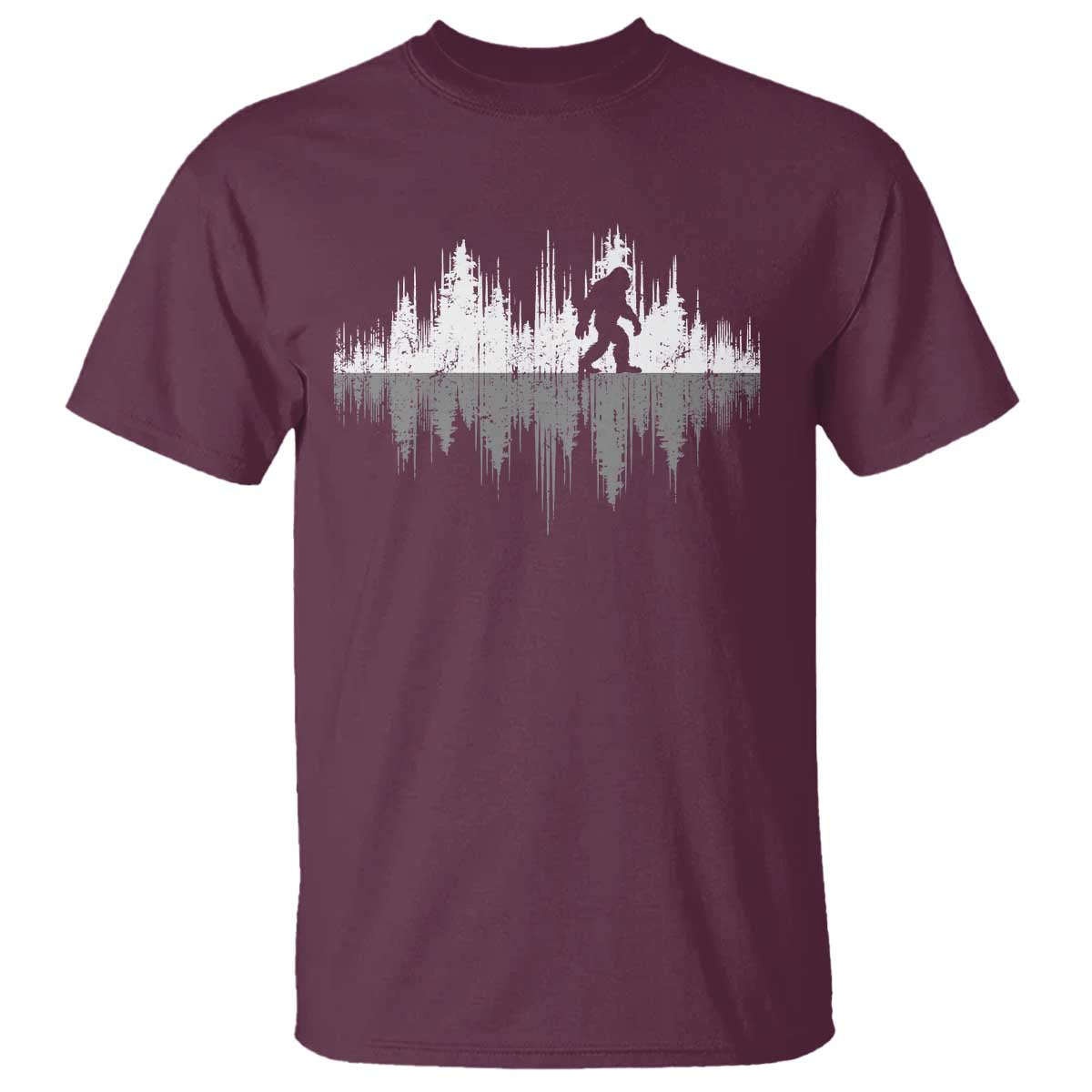 Bigfoot In The Forest T Shirt Sasquatch Trees Reflection Wildlife Nature Outdoor Wild Retro - Wonder Print Shop