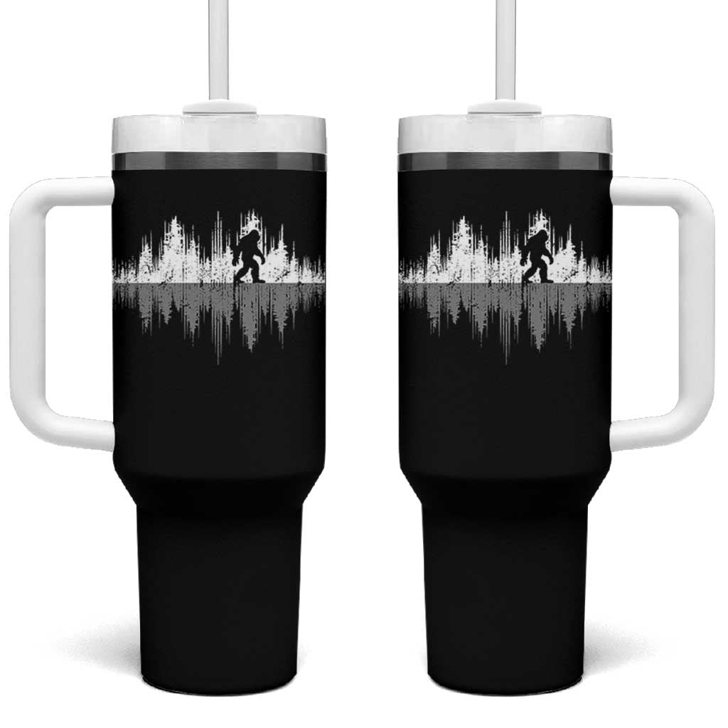 Bigfoot In The Forest Tumbler With Handle Sasquatch Trees Reflection Wildlife Nature Outdoor Wild Retro - Wonder Print Shop