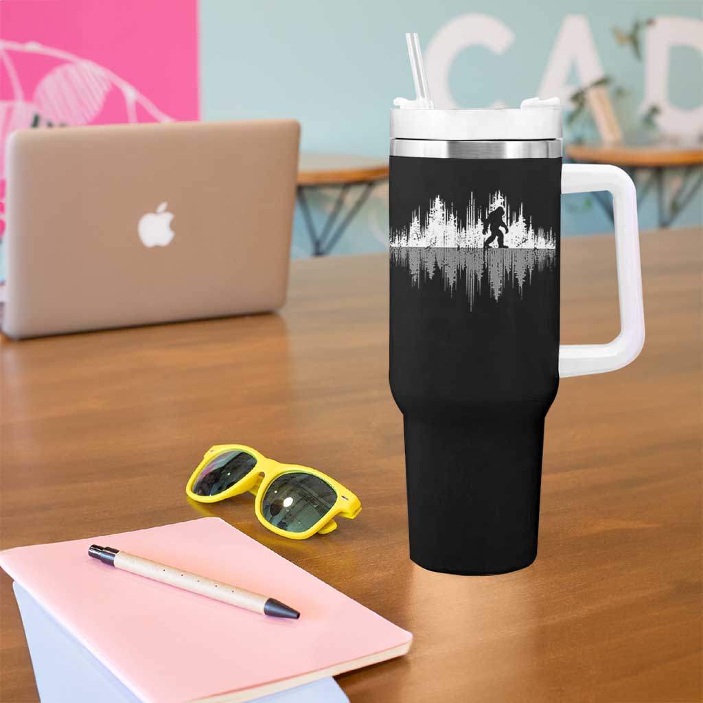 Bigfoot In The Forest Tumbler With Handle Sasquatch Trees Reflection Wildlife Nature Outdoor Wild Retro - Wonder Print Shop