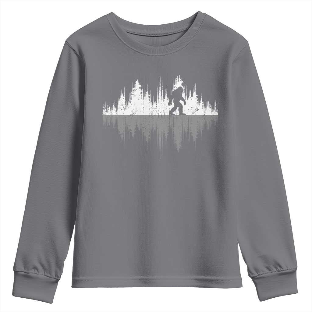 Bigfoot In The Forest Youth Sweatshirt Sasquatch Trees Reflection Wildlife Nature Outdoor Wild Retro - Wonder Print Shop