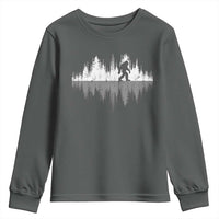 Bigfoot In The Forest Youth Sweatshirt Sasquatch Trees Reflection Wildlife Nature Outdoor Wild Retro - Wonder Print Shop