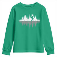 Bigfoot In The Forest Youth Sweatshirt Sasquatch Trees Reflection Wildlife Nature Outdoor Wild Retro - Wonder Print Shop