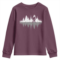 Bigfoot In The Forest Youth Sweatshirt Sasquatch Trees Reflection Wildlife Nature Outdoor Wild Retro - Wonder Print Shop