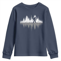 Bigfoot In The Forest Youth Sweatshirt Sasquatch Trees Reflection Wildlife Nature Outdoor Wild Retro - Wonder Print Shop