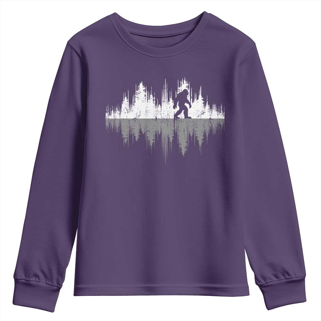 Bigfoot In The Forest Youth Sweatshirt Sasquatch Trees Reflection Wildlife Nature Outdoor Wild Retro - Wonder Print Shop