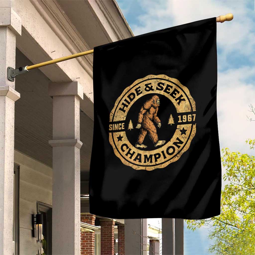 Retro Bigfoot Believer Garden Flag Undefeated Sasquatch Hide And Seek Cryptozoology - Wonder Print Shop