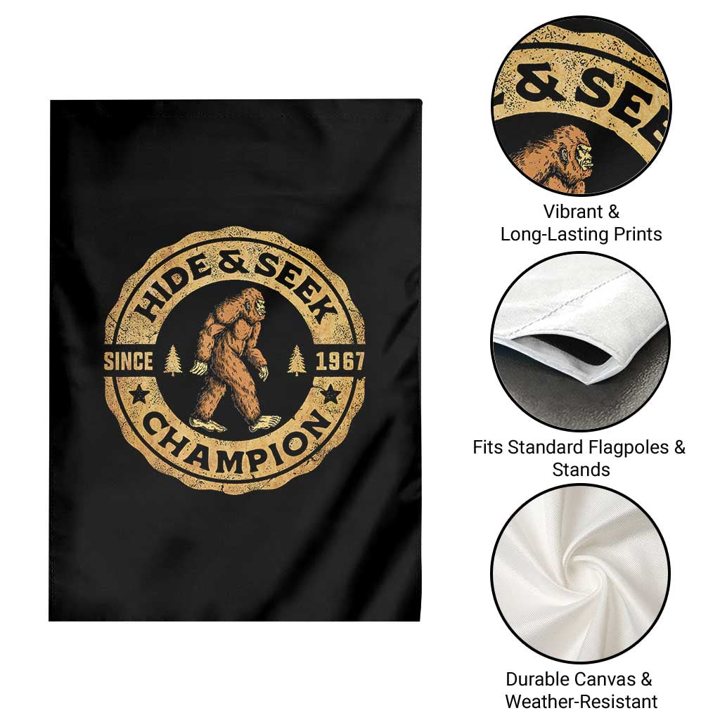 Retro Bigfoot Believer Garden Flag Undefeated Sasquatch Hide And Seek Cryptozoology - Wonder Print Shop