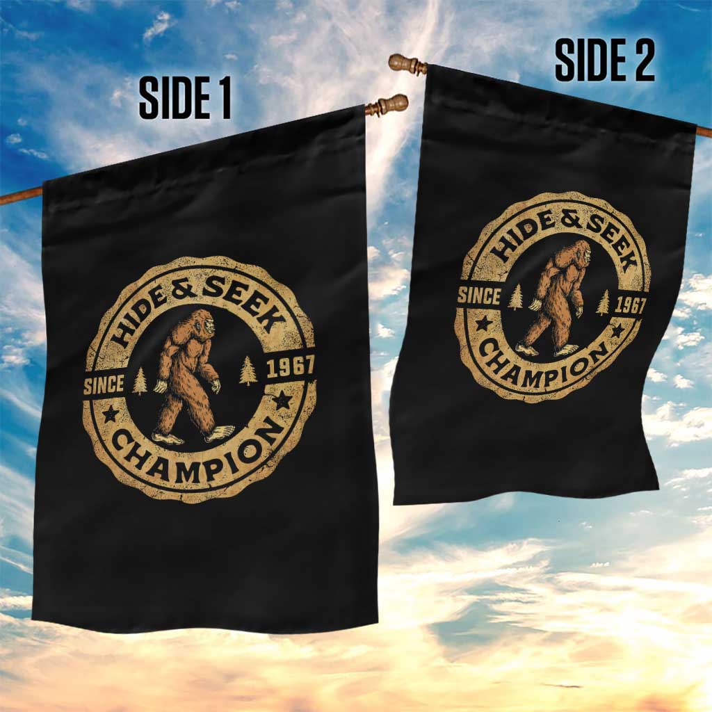 Retro Bigfoot Believer Garden Flag Undefeated Sasquatch Hide And Seek Cryptozoology - Wonder Print Shop