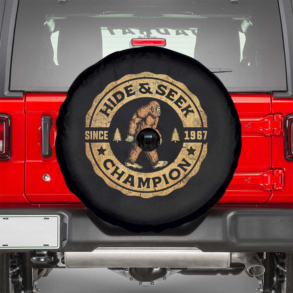 Retro Bigfoot Believer Spare Tire Cover Undefeated Sasquatch Hide And Seek Cryptozoology - Wonder Print Shop