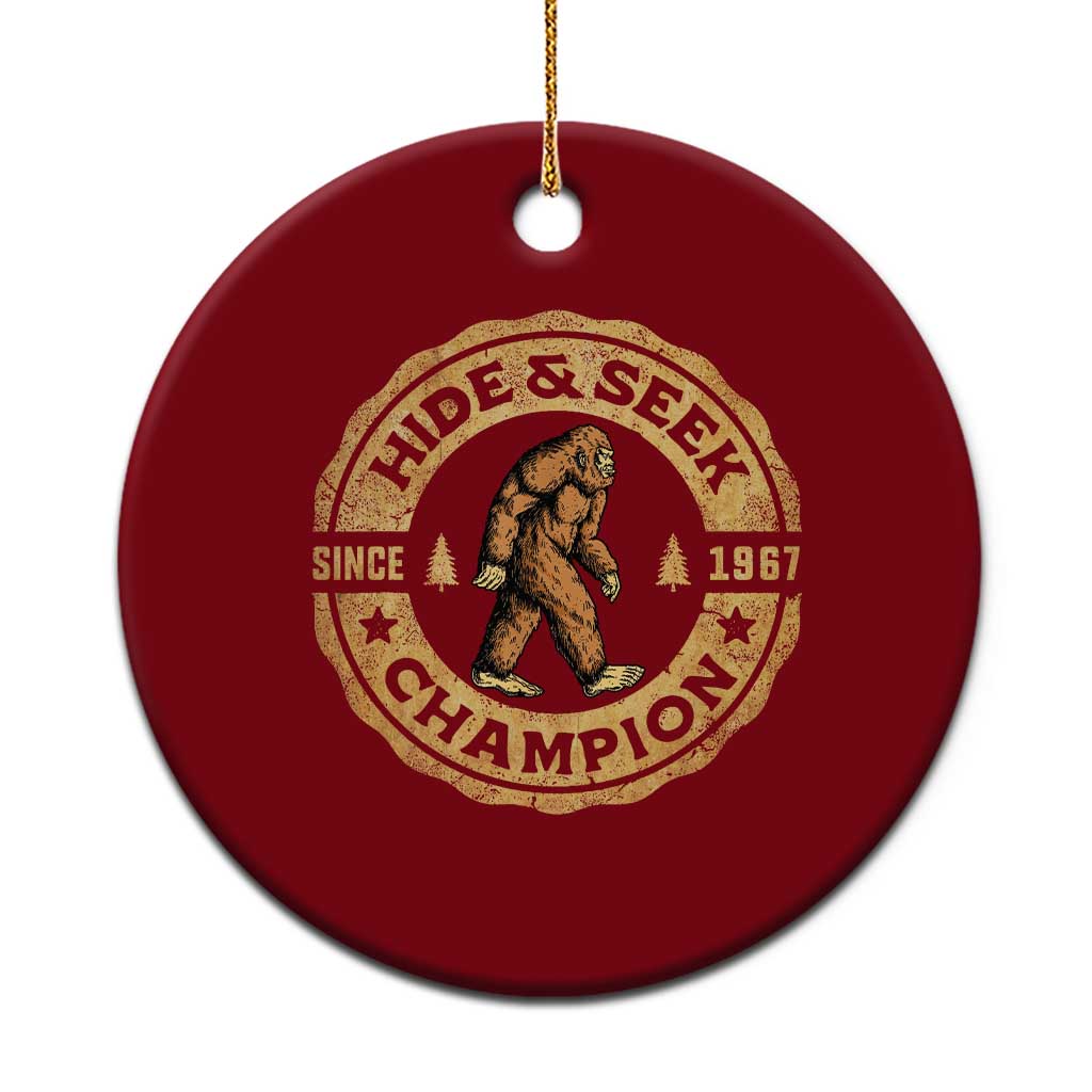 Retro Bigfoot Believer Ceramic Ornament Undefeated Sasquatch Hide And Seek Cryptozoology - Wonder Print Shop