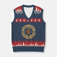 Retro Bigfoot Believer V-Neck Knit Sweater Vest Undefeated Sasquatch Hide And Seek Cryptozoology - Wonder Print Shop