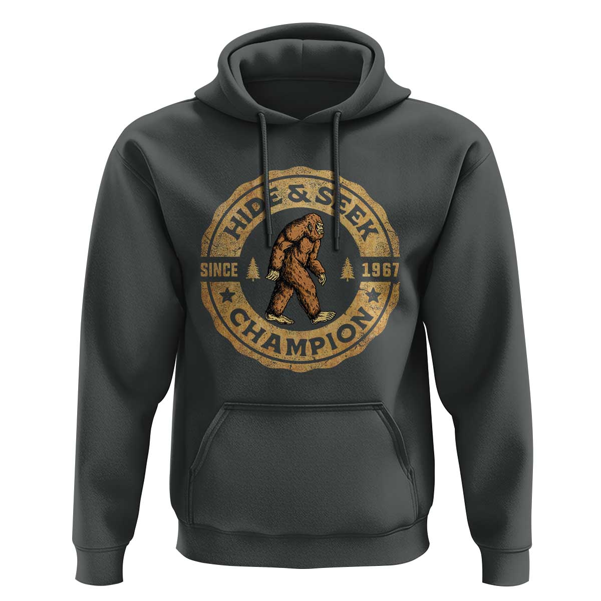 Retro Bigfoot Believer Hoodie Undefeated Sasquatch Hide And Seek Cryptozoology - Wonder Print Shop
