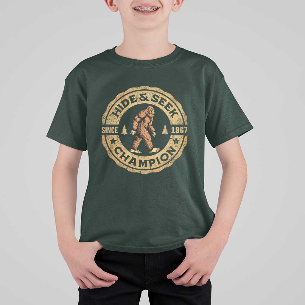 Retro Bigfoot Believer T Shirt For Kid Undefeated Sasquatch Hide And Seek Cryptozoology - Wonder Print Shop