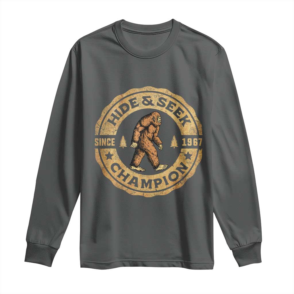 Retro Bigfoot Believer Long Sleeve Shirt Undefeated Sasquatch Hide And Seek Cryptozoology - Wonder Print Shop