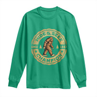 Retro Bigfoot Believer Long Sleeve Shirt Undefeated Sasquatch Hide And Seek Cryptozoology - Wonder Print Shop