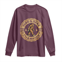 Retro Bigfoot Believer Long Sleeve Shirt Undefeated Sasquatch Hide And Seek Cryptozoology - Wonder Print Shop