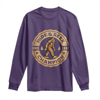 Retro Bigfoot Believer Long Sleeve Shirt Undefeated Sasquatch Hide And Seek Cryptozoology - Wonder Print Shop