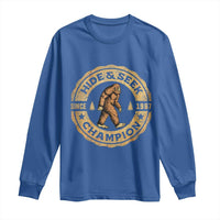 Retro Bigfoot Believer Long Sleeve Shirt Undefeated Sasquatch Hide And Seek Cryptozoology - Wonder Print Shop