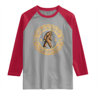 Retro Bigfoot Believer Raglan Shirt Undefeated Sasquatch Hide And Seek Cryptozoology - Wonder Print Shop
