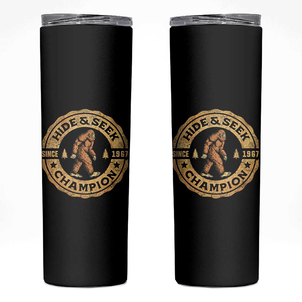 Retro Bigfoot Believer Skinny Tumbler Undefeated Sasquatch Hide And Seek Cryptozoology - undefined