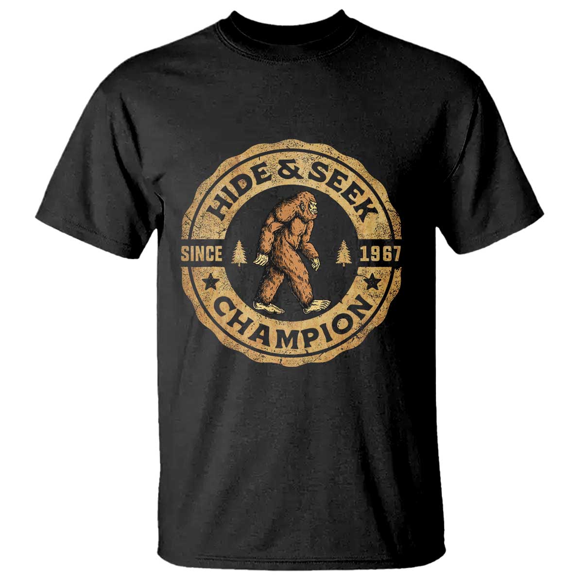 Retro Bigfoot Believer T Shirt Undefeated Sasquatch Hide And Seek Cryptozoology - Wonder Print Shop