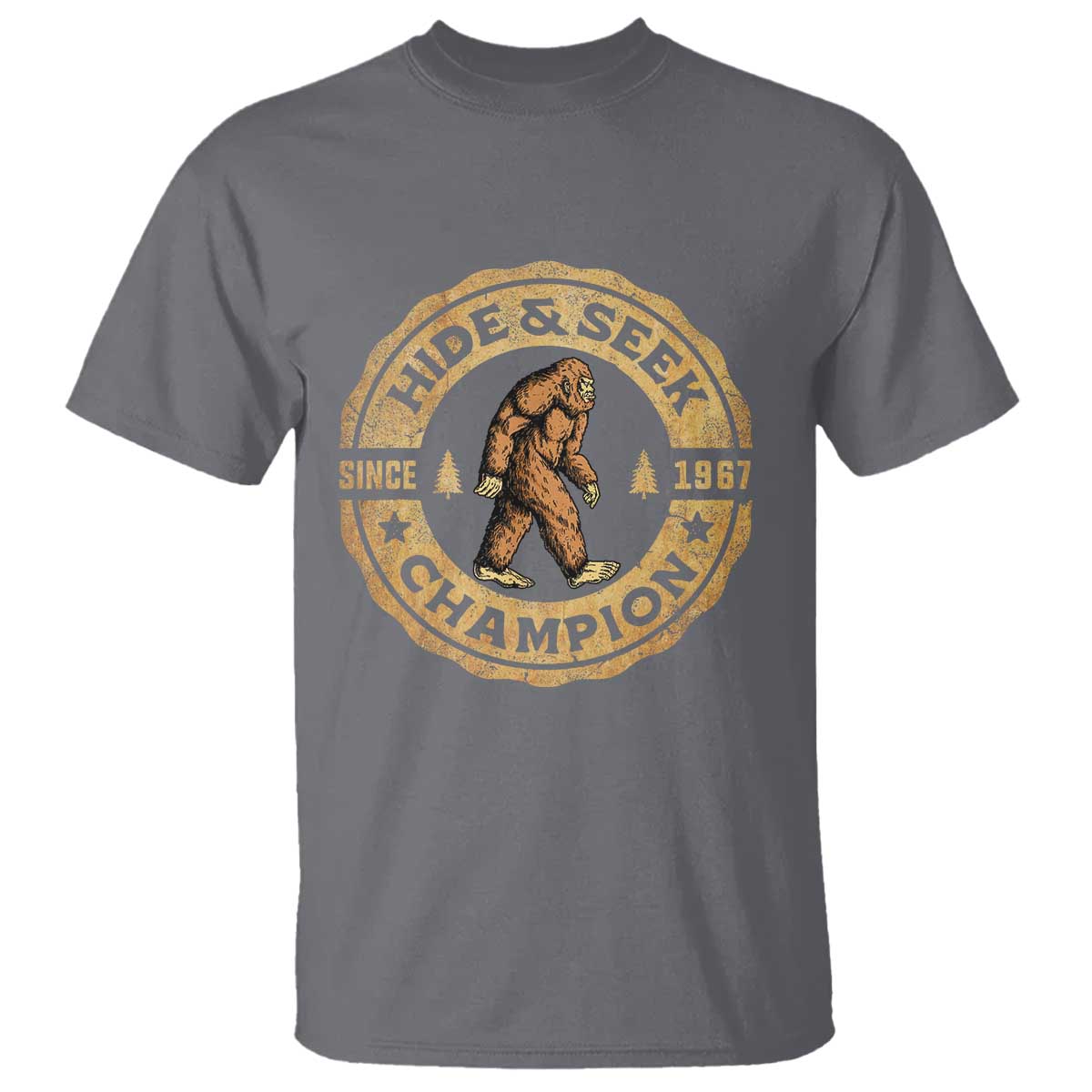 Retro Bigfoot Believer T Shirt Undefeated Sasquatch Hide And Seek Cryptozoology - Wonder Print Shop