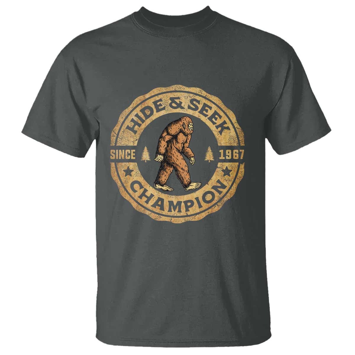 Retro Bigfoot Believer T Shirt Undefeated Sasquatch Hide And Seek Cryptozoology - Wonder Print Shop