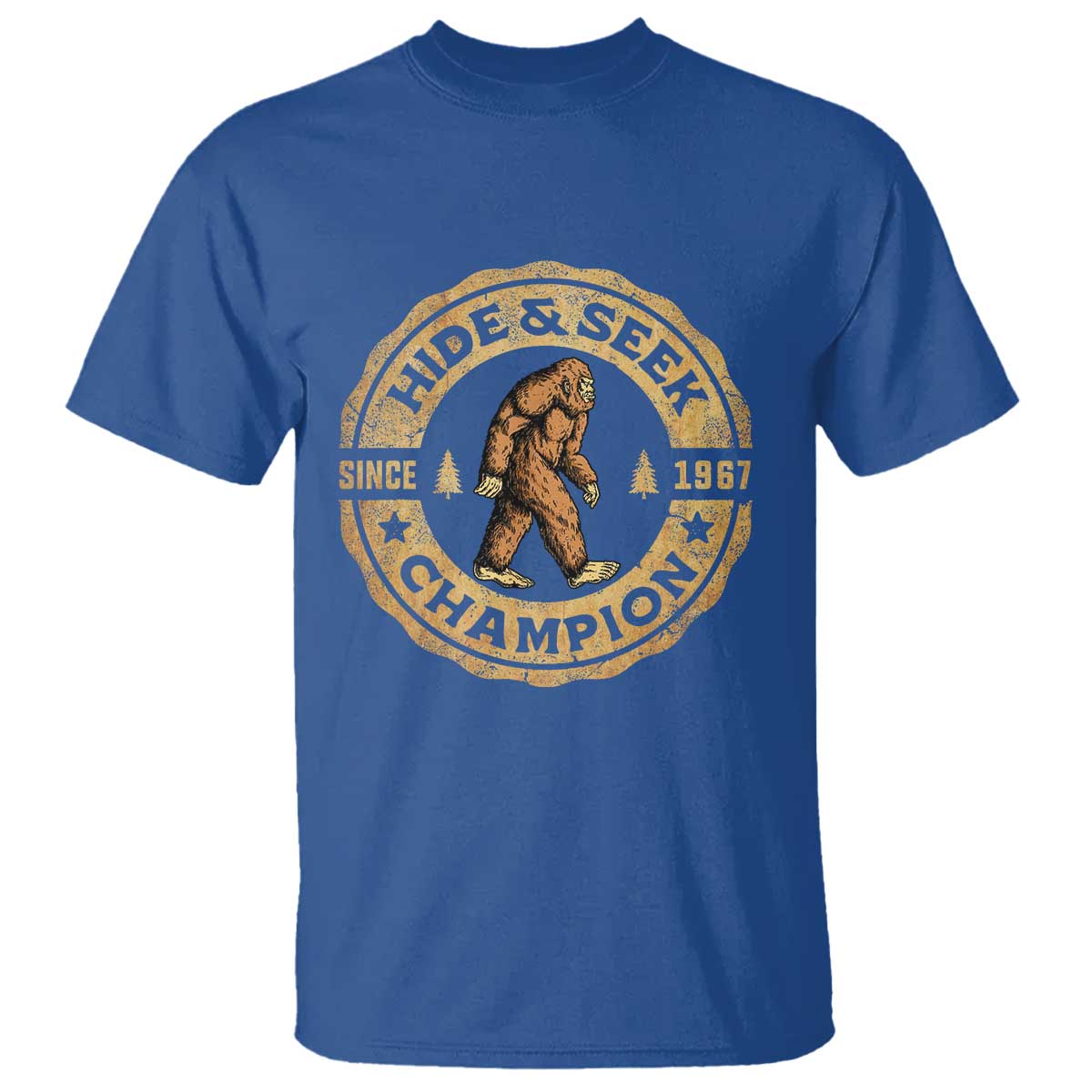 Retro Bigfoot Believer T Shirt Undefeated Sasquatch Hide And Seek Cryptozoology - Wonder Print Shop