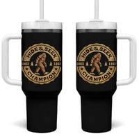 Retro Bigfoot Believer Tumbler With Handle Undefeated Sasquatch Hide And Seek Cryptozoology - Wonder Print Shop
