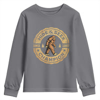 Retro Bigfoot Believer Youth Sweatshirt Undefeated Sasquatch Hide And Seek Cryptozoology - Wonder Print Shop